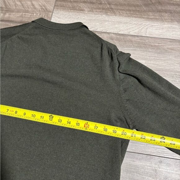 Men’s Banana Republic Green Long Sleeve Polo Shirt Size M Extra Fine Marino Wool - Picture 4 of 5